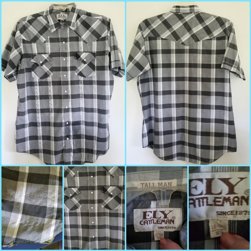 ELY CATTLEMEN WESTERN SHIRT LG TALL 16 1/2